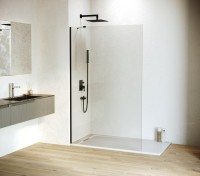 Душевая перегородка RGW Walk In WA-110B 140x195 см, профиль матовый черный, стекло прозрачное