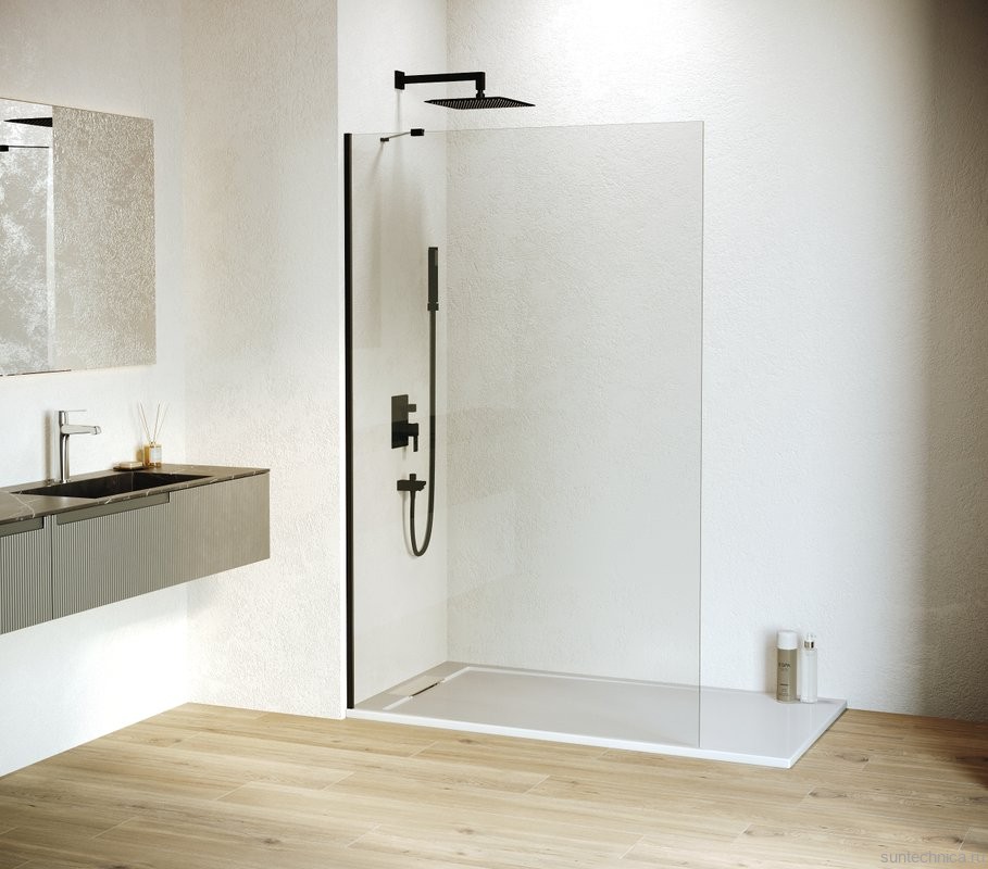 Душевая перегородка RGW Walk In WA-110B 140x195 см, профиль матовый черный, стекло прозрачное