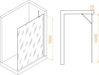 Душевая перегородка RGW Walk In WA-110B 140x195 см, профиль матовый черный, стекло прозрачное