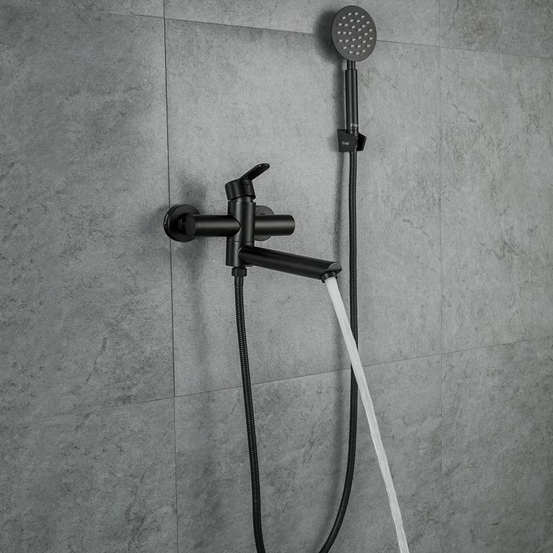 Смеситель с длинным изливом для ванны Frap H801-6 F32801-6 черный