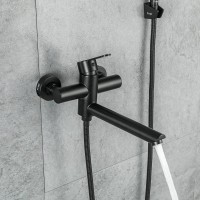 Смеситель с длинным изливом для ванны Frap H801-6 F32801-6 черный Смеситель с длинным изливом для ванны Frap H801-6 F32801-6 черный