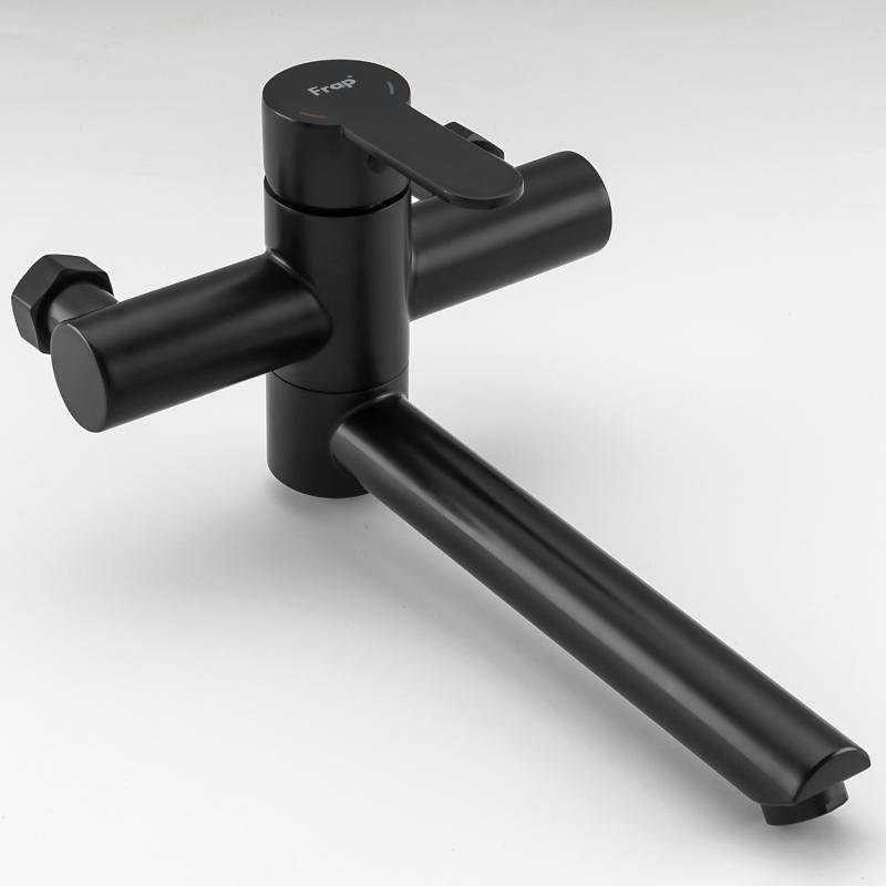 Смеситель с длинным изливом для ванны Frap H801-6 F32801-6 черный