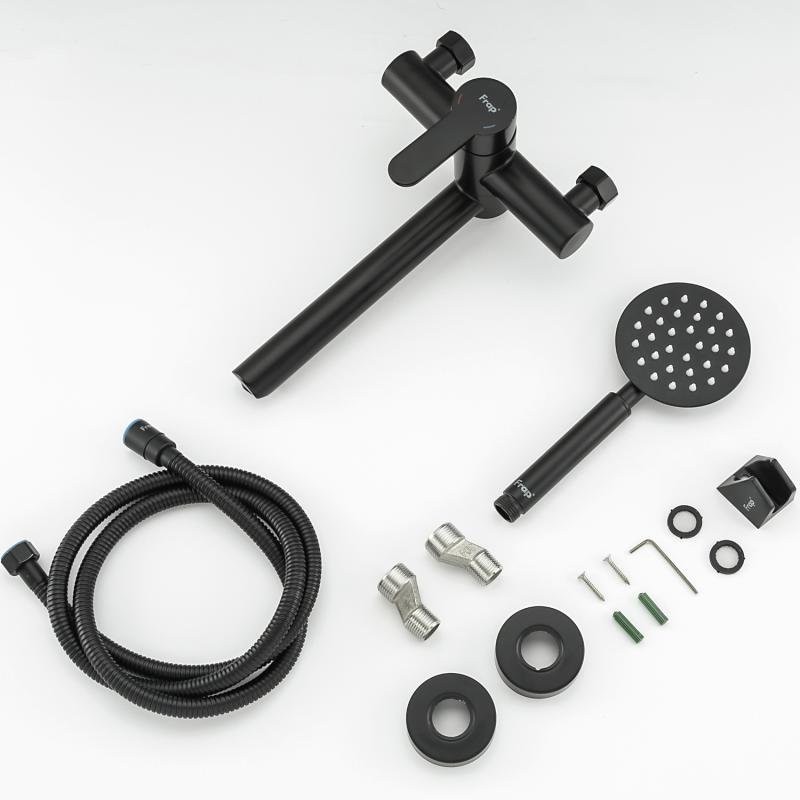 Смеситель с длинным изливом для ванны Frap H801-6 F32801-6 черный