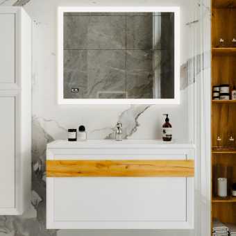 Мебель для ванной Бриклаер Берлин 100 белый глянец, дуб золотой