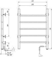 Полотенцесушитель электрический Domoterm Аврора DMT 109-5 50x71, черный, R