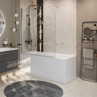 Акриловая ванна Cezares Eco ECO-175-75-41-W37 175x75 см, пристенная, белая, с каркасом, с экраном