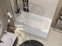 Акриловая ванна Cezares Eco ECO-175-75-41-W37 175x75 см, пристенная, белая, с каркасом, с экраном