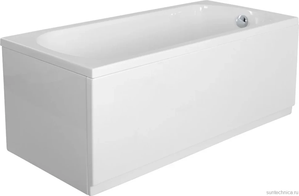 Акриловая ванна Cezares Eco ECO-175-75-41-W37 175x75 см, пристенная, белая, с каркасом, с экраном