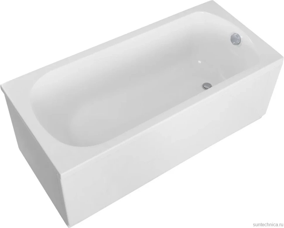 Акриловая ванна Cezares Eco ECO-175-75-41-W37 175x75 см, пристенная, белая, с каркасом, с экраном