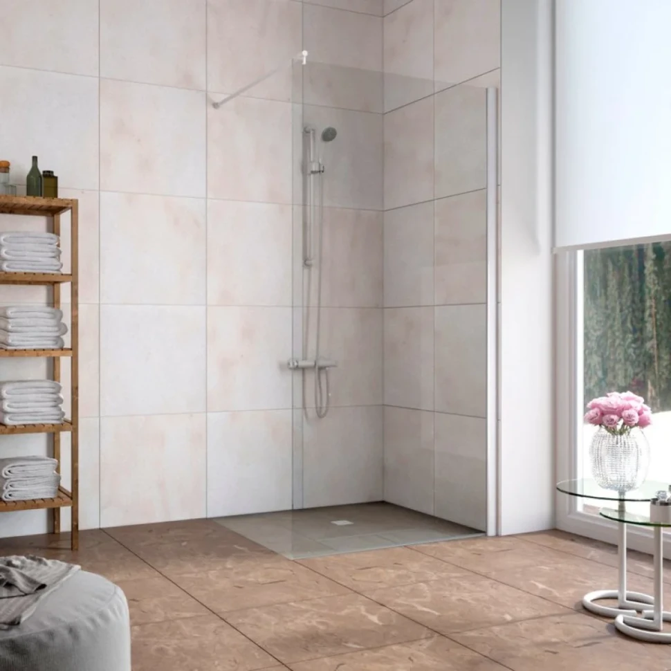 Душевая перегородка Vegas Glass EAF LUX 5 870x199 профиль белый, стекло прозрачное