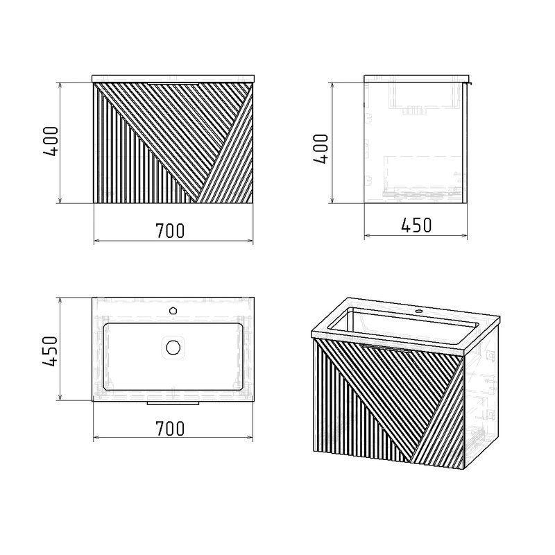 Тумба под раковину без столешницы Grossman Блисс 70 матовый графит