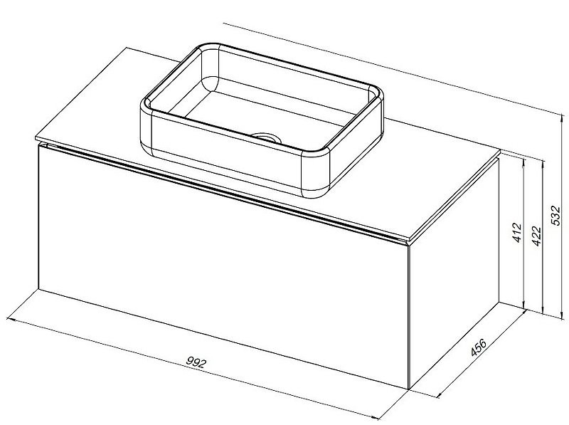 Тумба с раковиной Allen Brau Infinity 100 1+1, подвесная, антрацит матовый, столешница графит