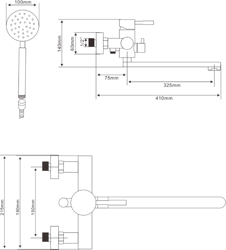 Смеситель с длинным изливом для ванны Olive'S Akero AK11221 хром