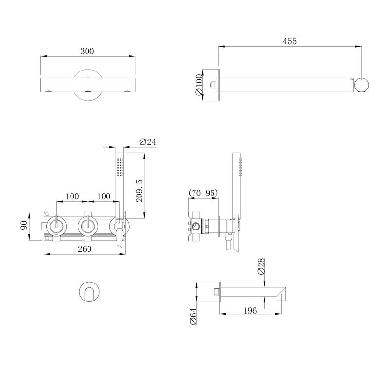 Душевой комплект Abber Perfekte 316 AF8A50BST С ВНУТРЕННЕЙ ЧАСТЬЮ, брашированная сталь