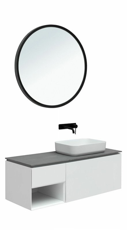 Мебель для ванной комнаты Allen Brau Infinity 120 1+1 R, подвесная, белый матовый, столешница графит структ
