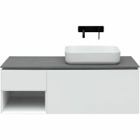 Мебель для ванной комнаты Allen Brau Infinity 120 1+1 R, подвесная, белый матовый, столешница графит структ