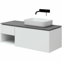 Мебель для ванной комнаты Allen Brau Infinity 120 1+1 R, подвесная, белый матовый, столешница графит структ