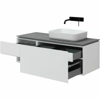 Мебель для ванной комнаты Allen Brau Infinity 120 1+1 R, подвесная, белый матовый, столешница графит структ