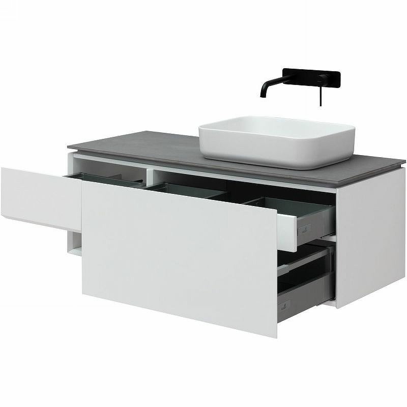 Мебель для ванной комнаты Allen Brau Infinity 120 1+1 R, подвесная, белый матовый, столешница графит структ