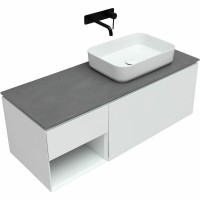 Мебель для ванной комнаты Allen Brau Infinity 120 1+1 R, подвесная, белый матовый, столешница графит структ