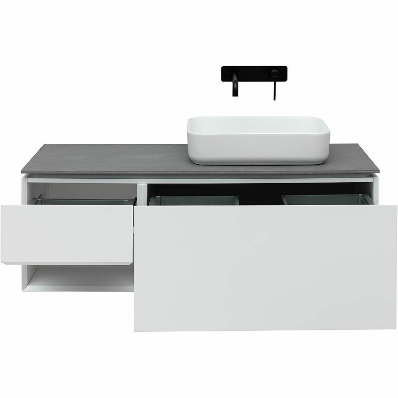 Мебель для ванной комнаты Allen Brau Infinity 120 1+1 R, подвесная, белый матовый, столешница графит структ