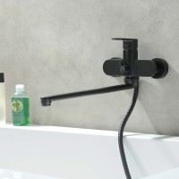 Смеситель с длинным изливом для ванны AQUATEK Ника AQ1842MB черный матовый