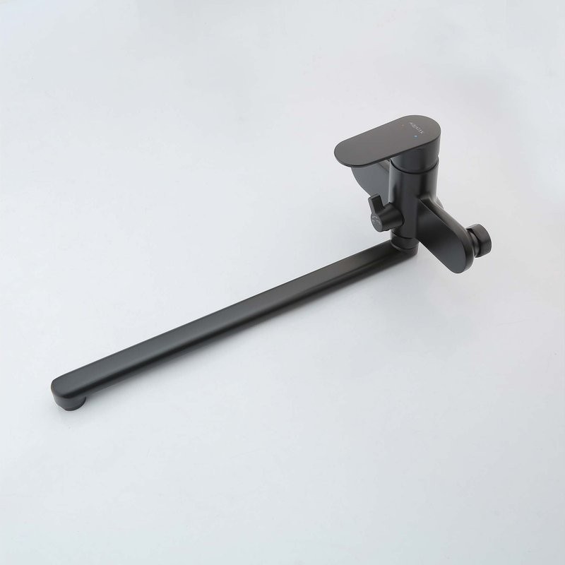 Смеситель с длинным изливом для ванны AQUATEK Ника AQ1842MB черный матовый