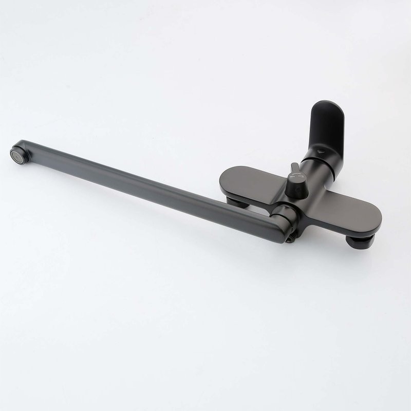 Смеситель с длинным изливом для ванны AQUATEK Ника AQ1842MB черный матовый