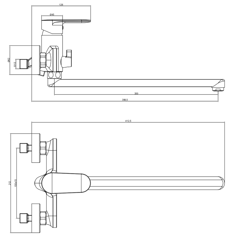 Смеситель с длинным изливом для ванны AQUATEK Ника AQ1842MB черный матовый