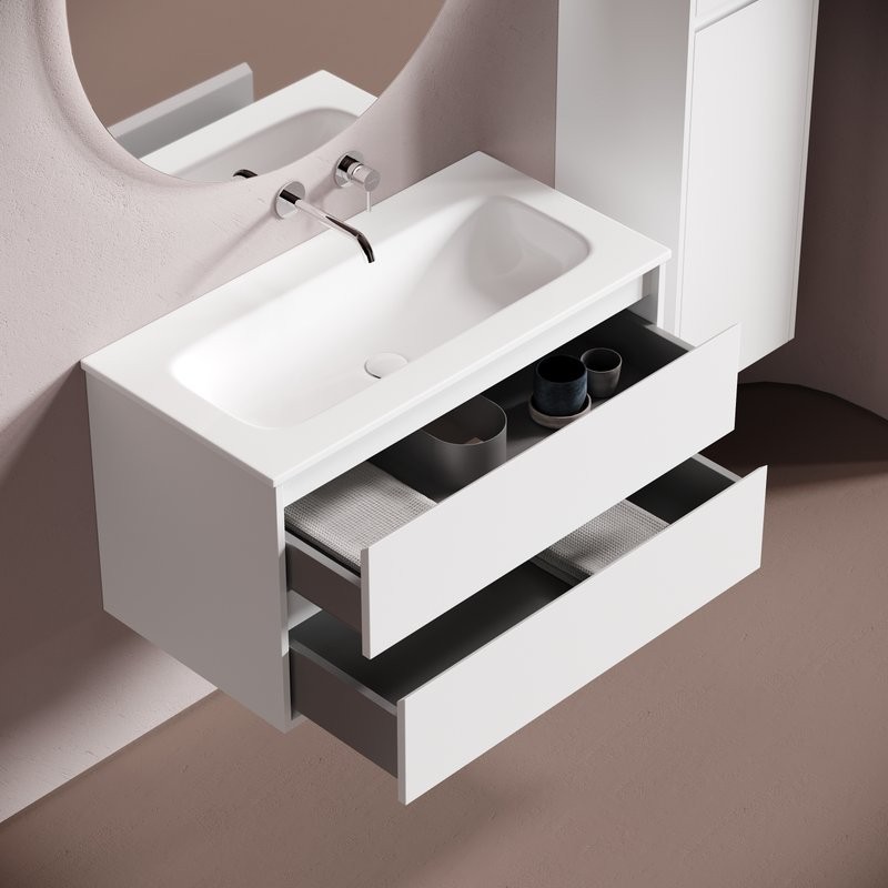 Мебель для ванной комнаты Sancos Libra 90 подвесная, белый, раковина СN7019wx