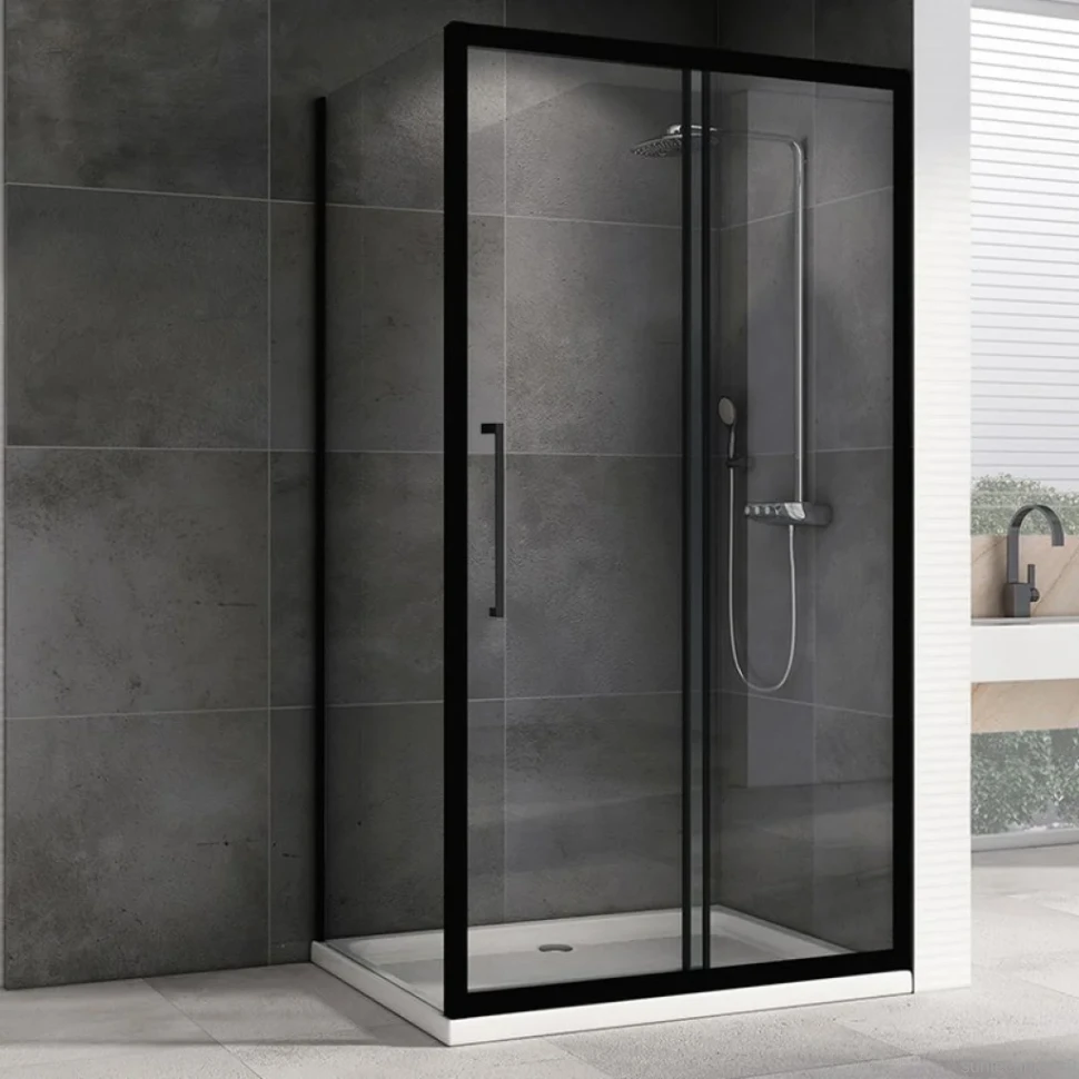 Душевой уголок Abber Schwarzer Diamant AG30140BH-S100B 140х100, профиль черный, стекло прозрачное