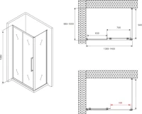 Душевой уголок Abber Schwarzer Diamant AG30140BH-S100B 140х100, профиль черный, стекло прозрачное