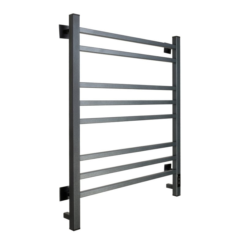 Полотенцесушитель электрический Comfysan Verona-K EC-8 100x55 см, подключение справа, слева, скрытое подключение справа, оружейная сталь, лесенка, из стали