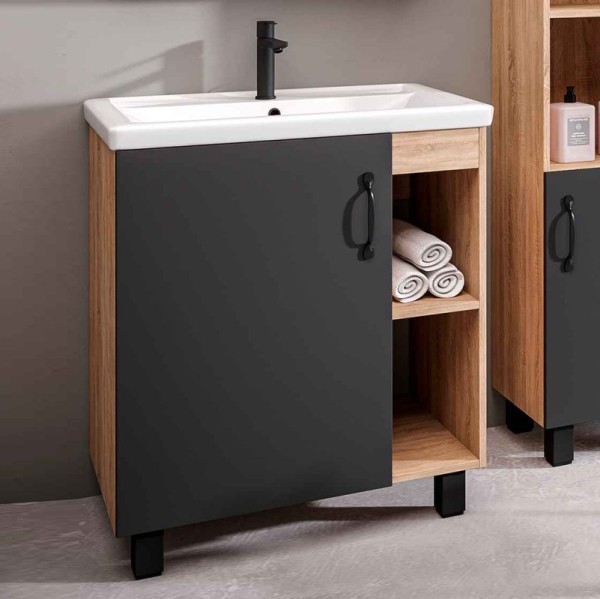 Тумба с раковиной Grossman Флай 70 дуб сонома, серая