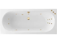 Акриловая ванна Excellent Oceana Smart 160x75 см, встраиваемая, с гидромассажем, белая, с каркасом, со сливом-переливом, фурнитура золото