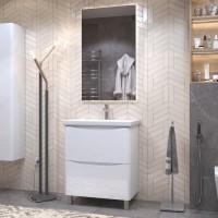 Мебель для ванной комнаты Vigo Glem 70 напольная, 2 ящика, глянцевая белая