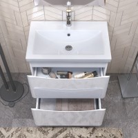 Мебель для ванной комнаты Vigo Glem 70 напольная, 2 ящика, глянцевая белая