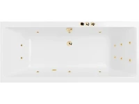 Акриловая ванна Excellent Pryzmat Smart 180x80 см, встраиваемая, с гидромассажем, белая, с каркасом, со сливом-переливом, фурнитура золото