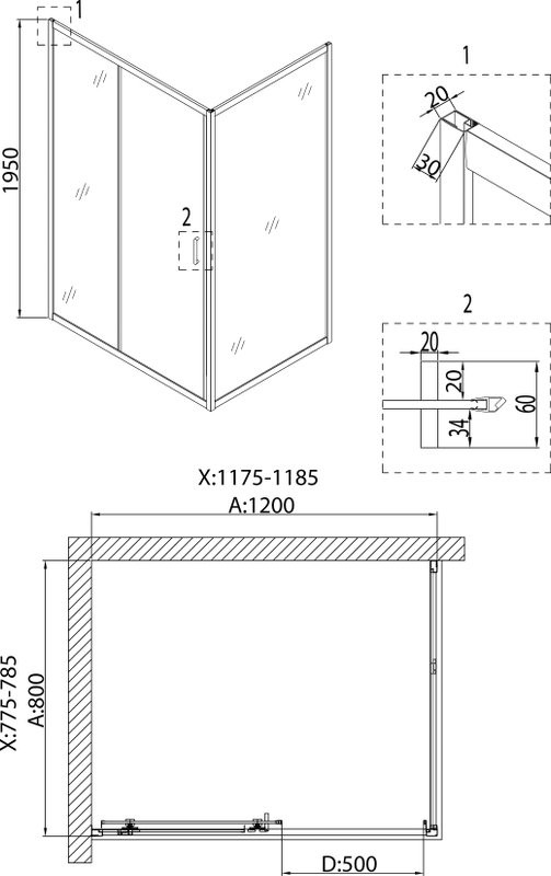 Душевой уголок Niagara Nova NG-6612-08 120x80x195, прямоугольный
