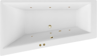 Акриловая ванна Excellent Sfera Slim Soft L 170x100 см, угловая, левая, встраиваемая, с гидромассажем, белая, асимметричная, с каркасом, со сливом-переливом, фурнитура бронза