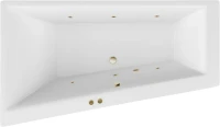 Акриловая ванна Excellent Sfera Slim Soft L 170x100 см, угловая, левая, встраиваемая, с гидромассажем, белая, асимметричная, с каркасом, со сливом-переливом, фурнитура бронза