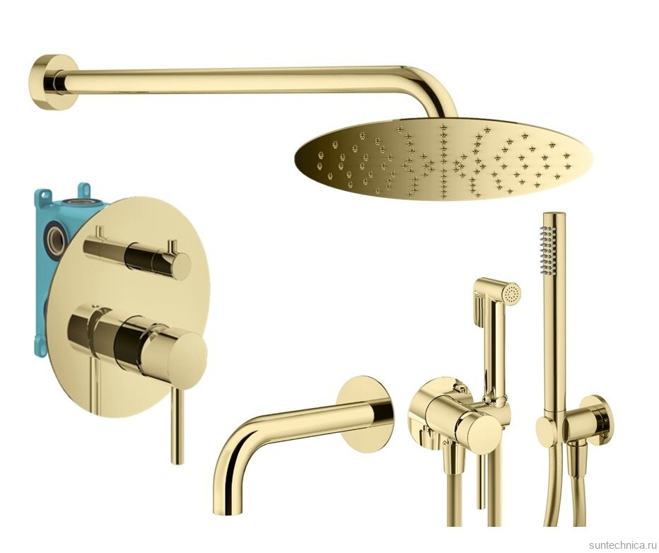 Комплект для ванной Plumberia Selection Ixo KITZXO19OR60 С ВНУТРЕННЕЙ ЧАСТЬЮ, золото 24К