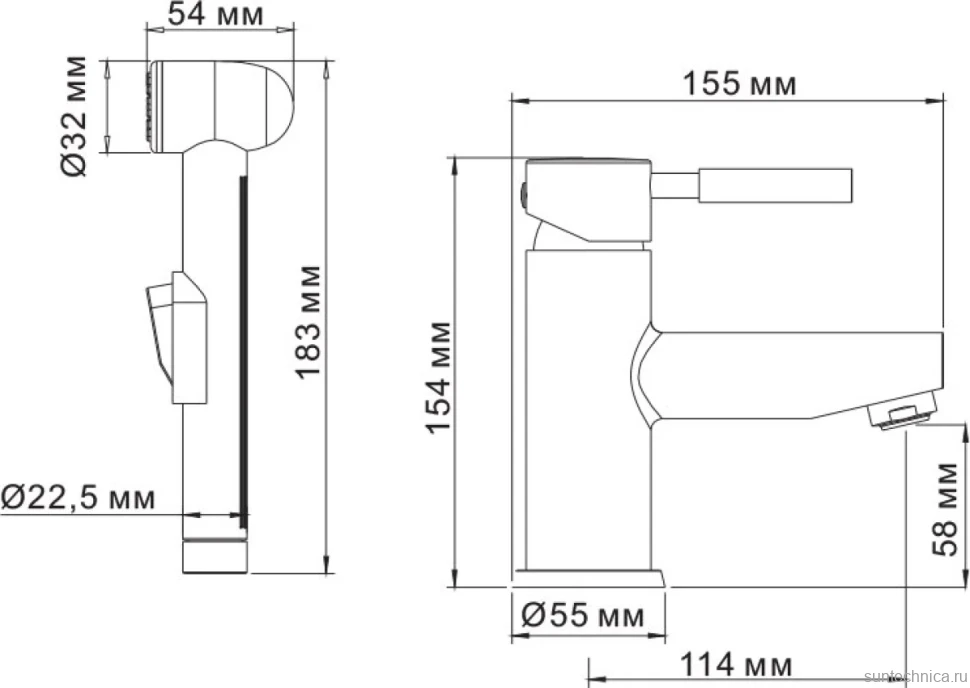 Смеситель для раковины Wasserkraft Main 4108 с гигиеническим душем