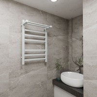 Полотенцесушитель электрический Bauedge Hotel Shelf R с полкой, 50х80, белый полуматовый