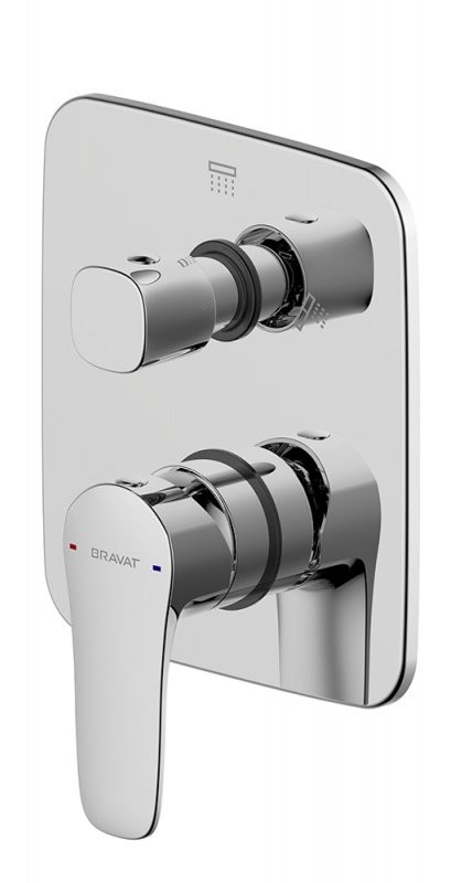 Встраиваемый смеситель для душа и ванны Bravat Source PB8173218CP-2-ENG хром