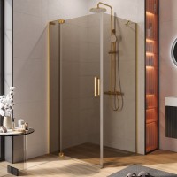 Душевой уголок Cezares Slider AH 1 100-80/90 BR BORO профиль брашированное золото, стекло бронза