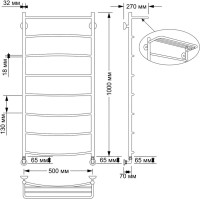 Полотенцесушитель водяной Secado Милан 4 105x55 см, бронза, лесенка, латунь, с полкой