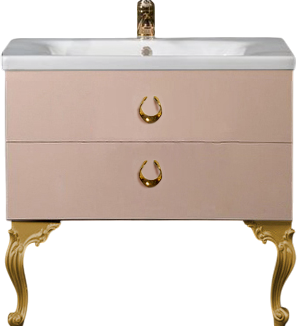 Тумба с раковиной Armadi Art NeoArt 80 капучино с ручками Drop золото, с ножками