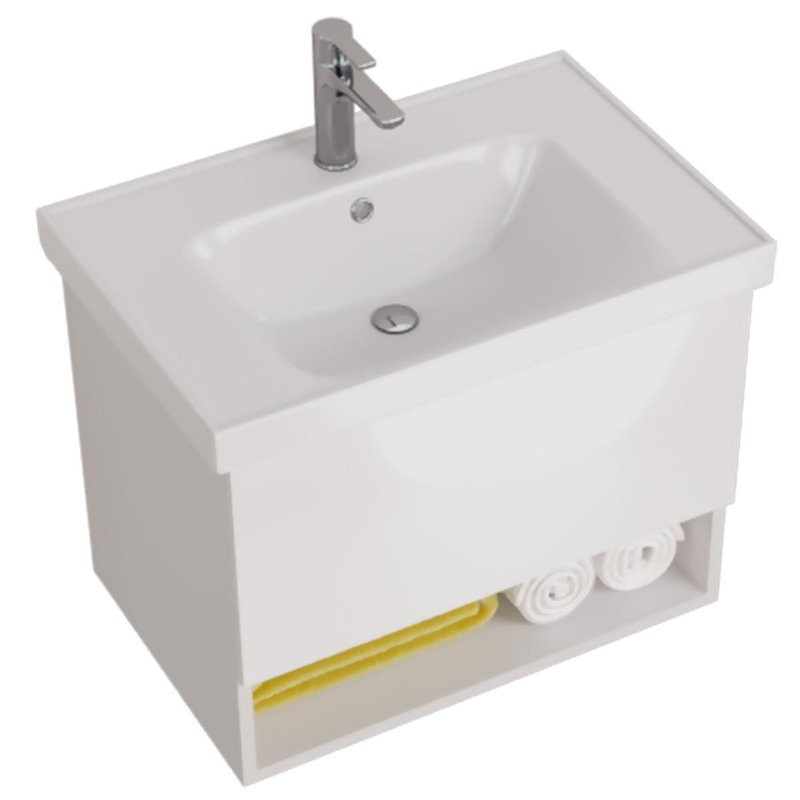 Тумба с раковиной Dreja Perfecto 70 подвесная, белый глянец