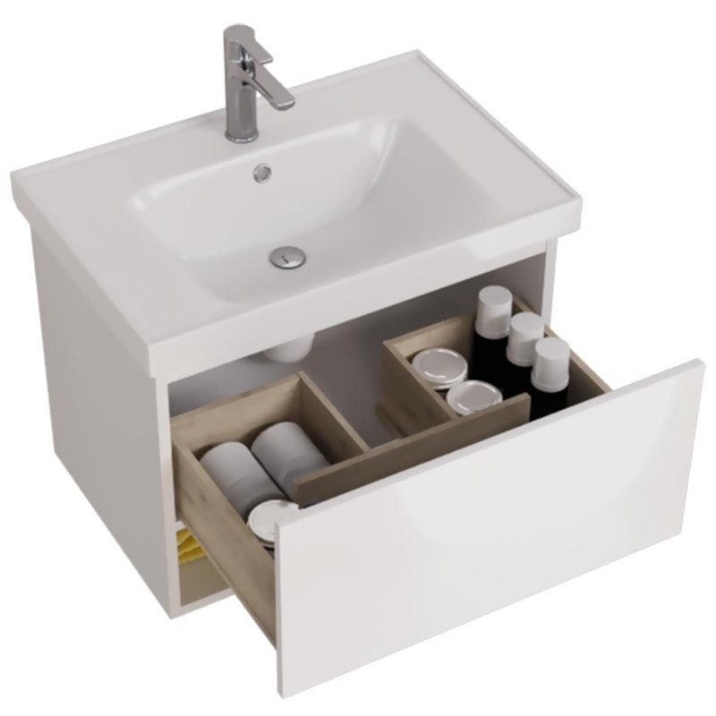 Тумба с раковиной Dreja Perfecto 70 подвесная, белый глянец